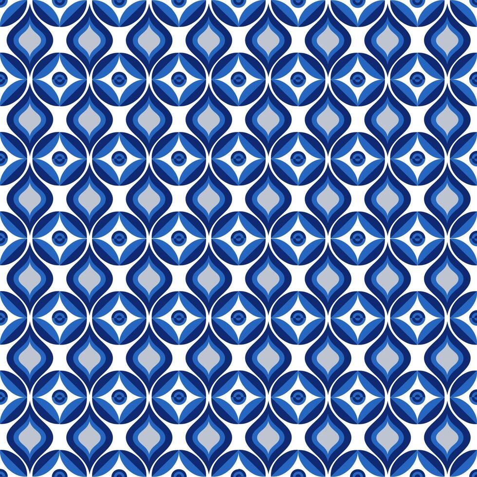Seamless pattern with blue and white tiles. illustration. vector
