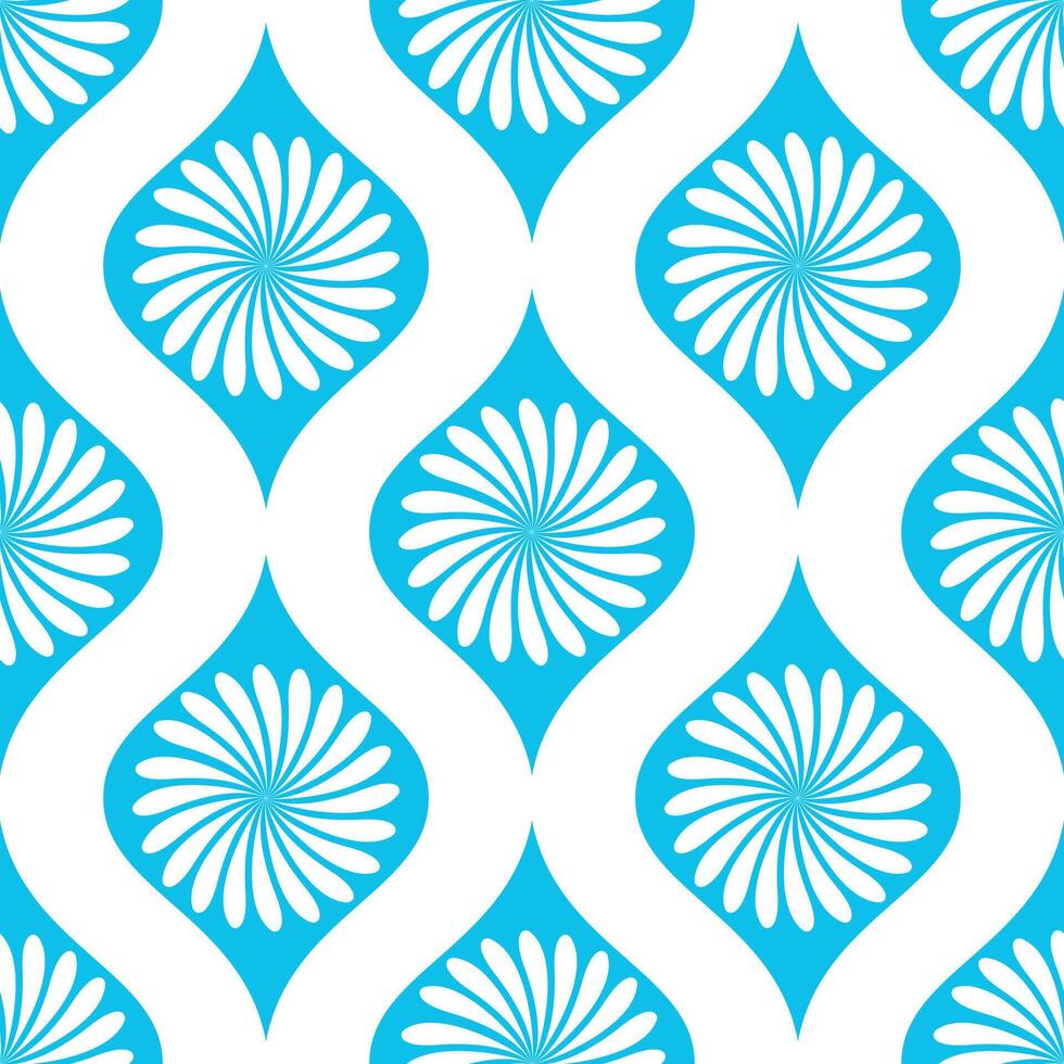 Seamless pattern with blue and white flowers. vector