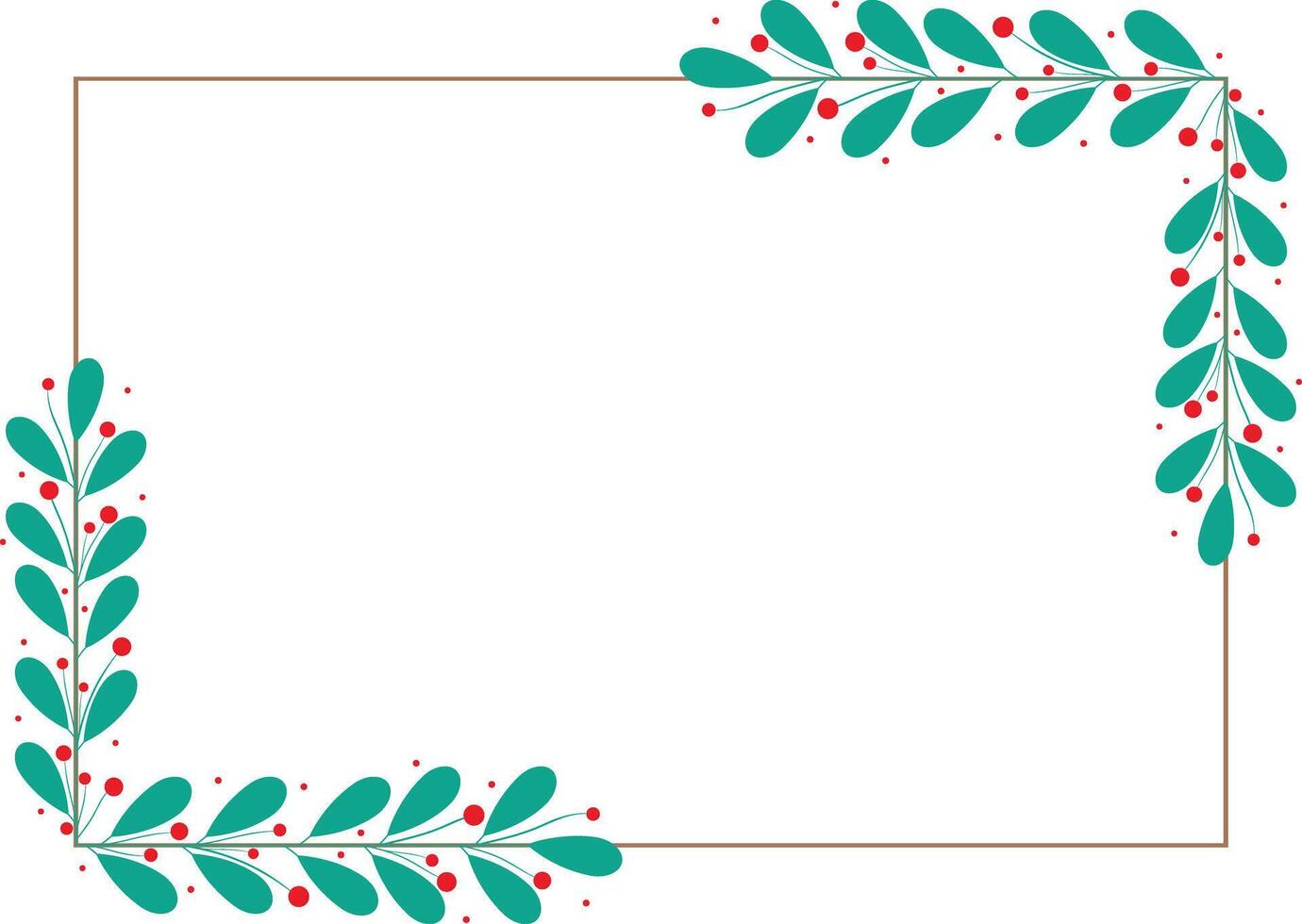 Rectangular Frame Or Wreath Decorated With Green Leaves vector