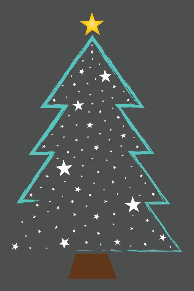 The Best Christmas Tree And Sparkling Star Ornaments vector
