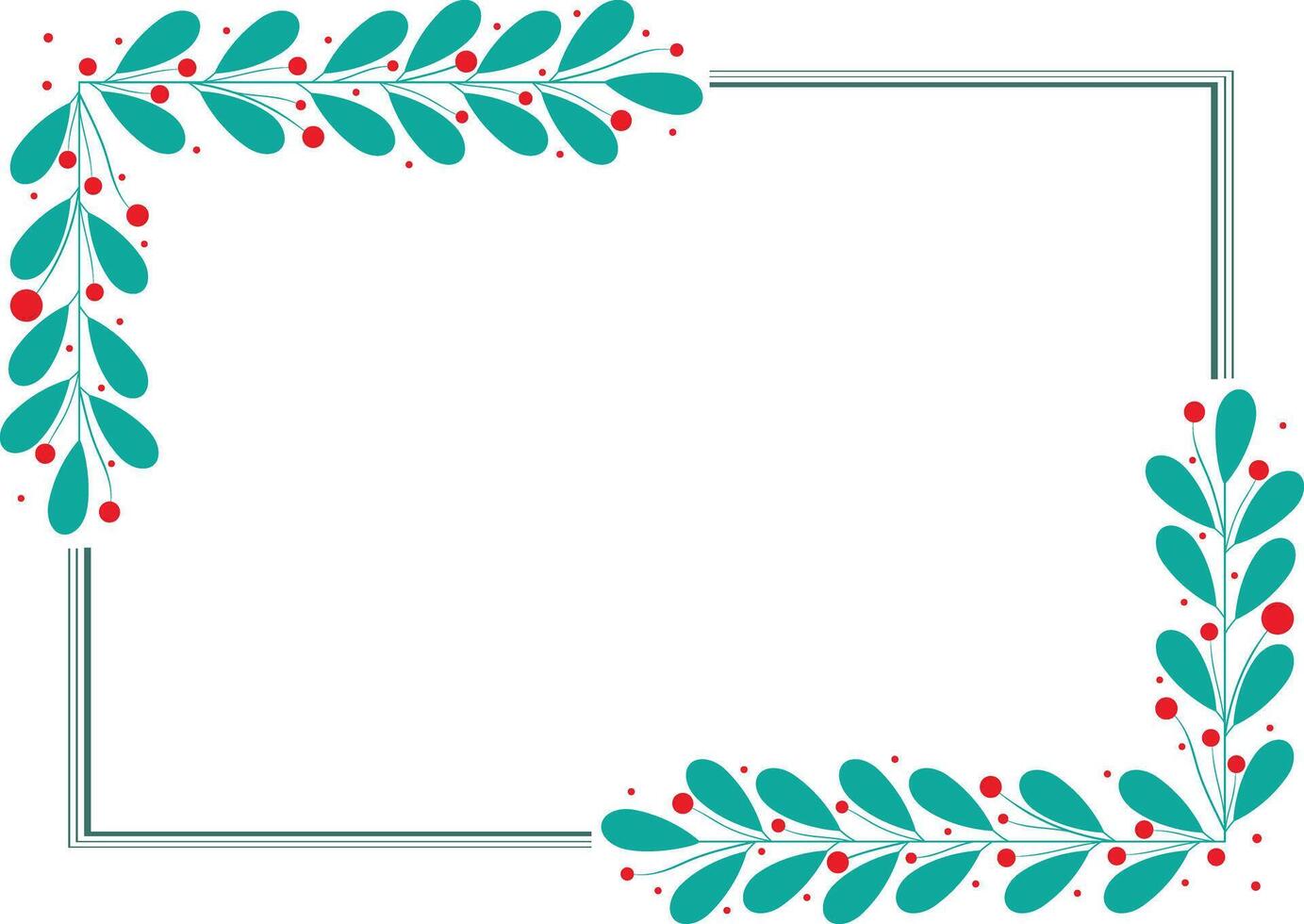 Beautiful Rectangular Frame With Green Leaf Decoration vector