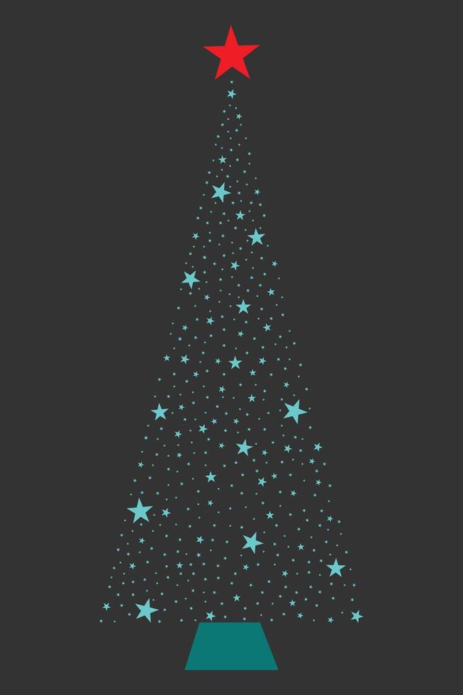 Beautiful Sparkling Christmas Tree And Star Ornaments vector