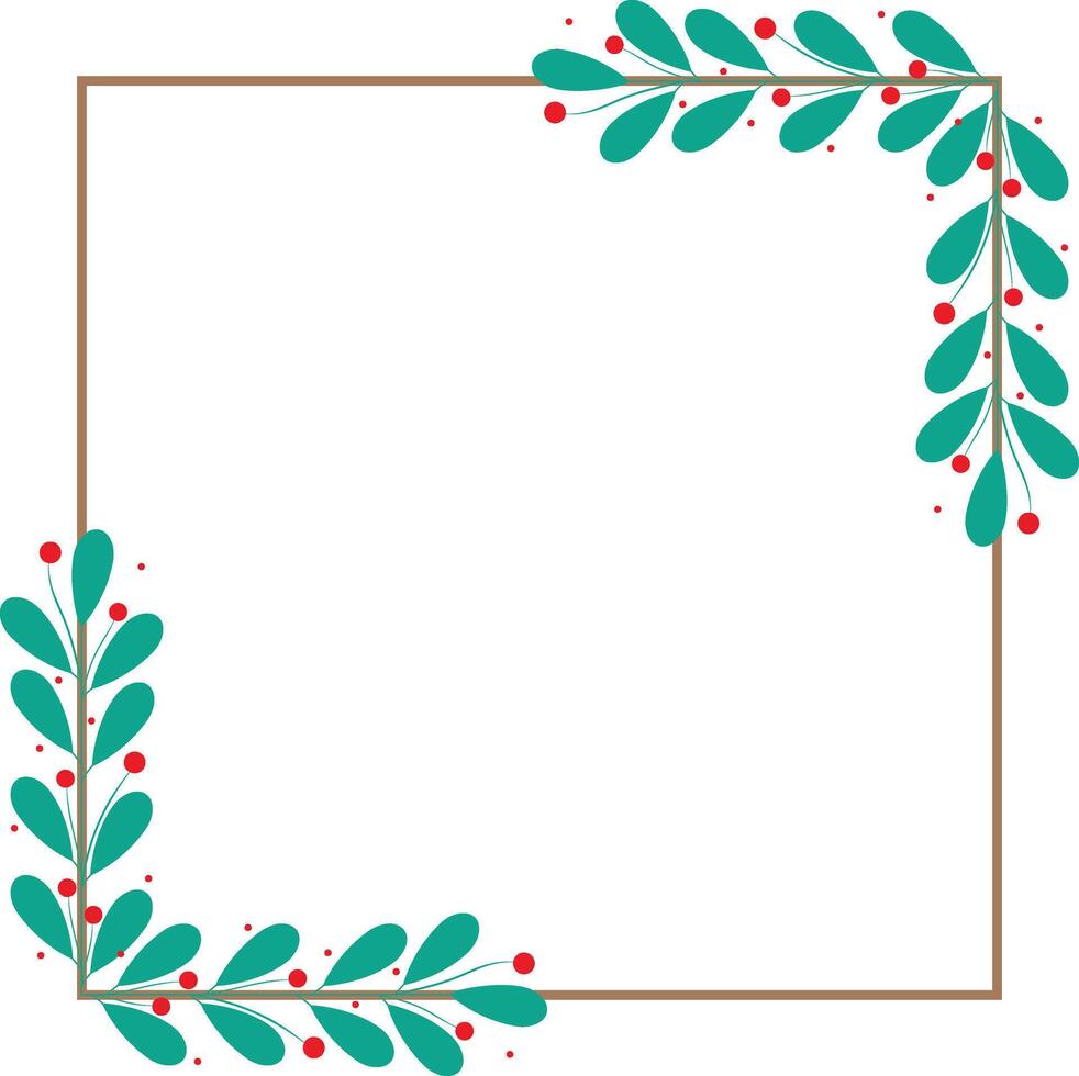 Lovely Square Frame With Green Leaf Decoration vector
