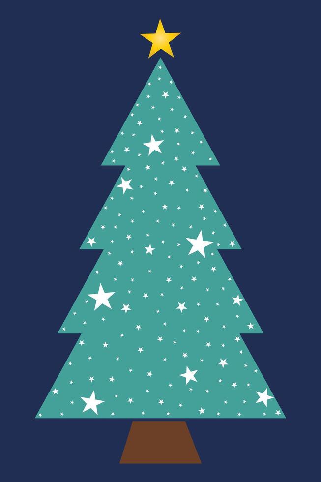 Gorgeous Sparkling Christmas Tree With Star Decoration vector