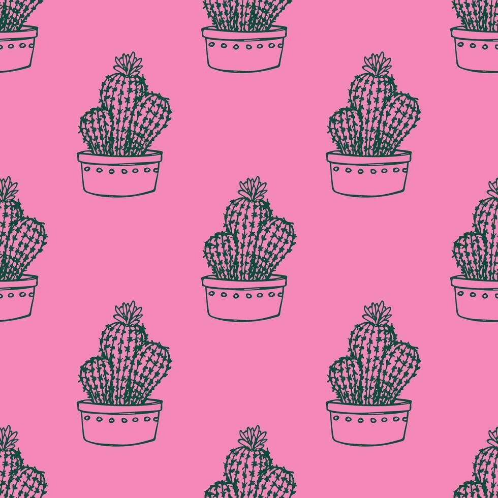 Seamless pattern with cactus doodle for decorative print, wrapping paper, greeting cards and fabric vector