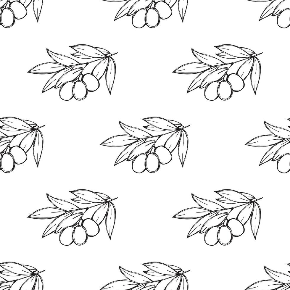 Seamless pattern with olive branches for decorative print, wrapping paper, greeting cards, wallpaper and fabric vector
