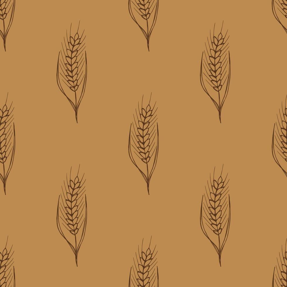 Seamless pattern with wheat doodle for decorative print, wrapping paper, greeting cards, wallpaper and fabric vector