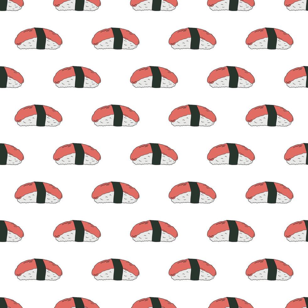 Seamless pattern with sushi for decorative print, wrapping paper, menu, wallpaper and fabric vector