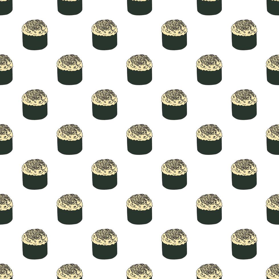 Seamless pattern with sushi roll for decorative print, wrapping paper, menu, wallpaper and fabric vector