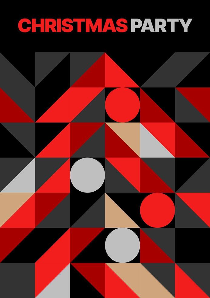 Layout template with abstract Christmas tree for flyer, greeting card, poster, banner, Christmas party invite. Happy New Year and Merry Christmas. Christmas tree made of geometric shapes. vector