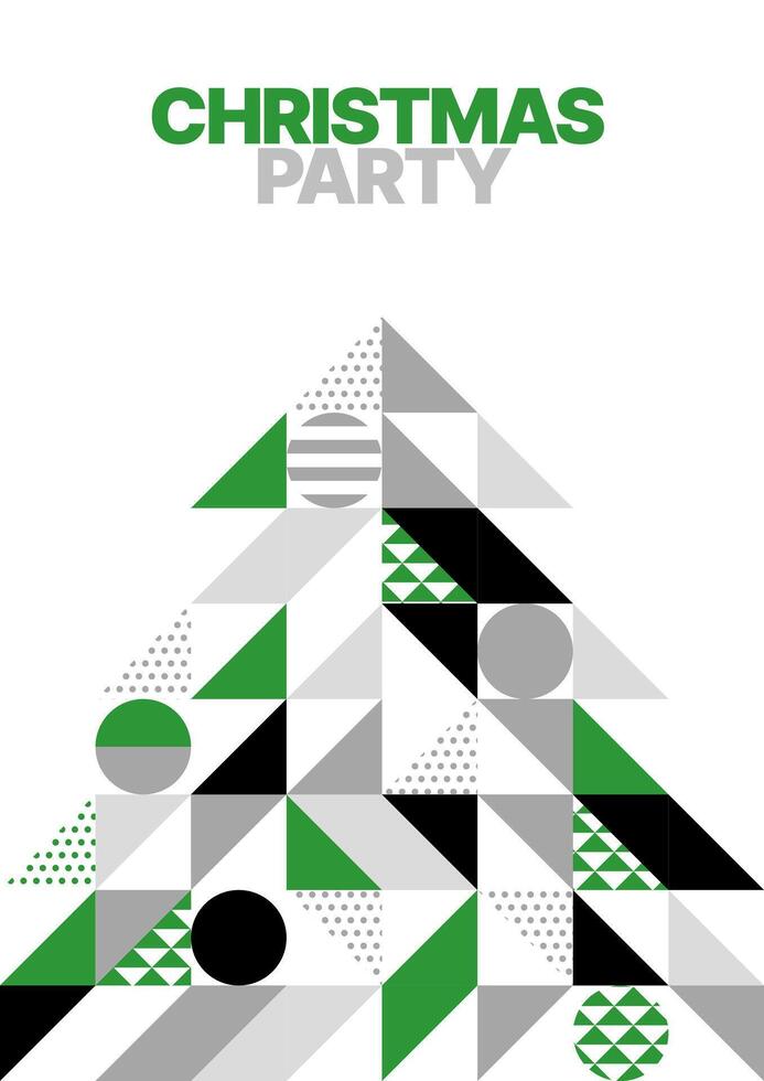 Christmas tree made of geometric shapes. For flyer, greeting card, poster, banner, Christmas party invite. vector