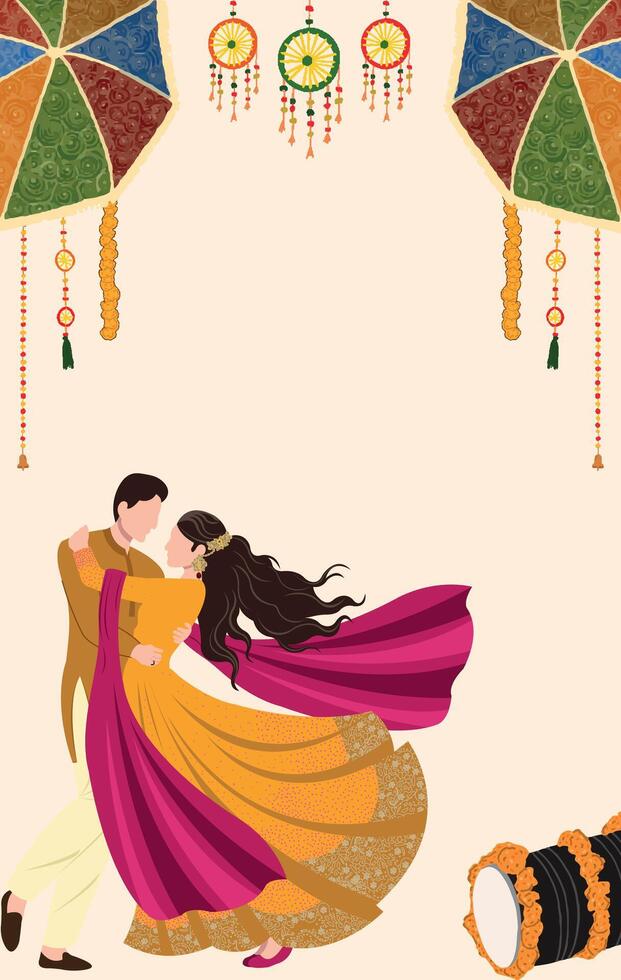 hindu wedding card design for marriage ceremony invitations haldi and mehndi vector