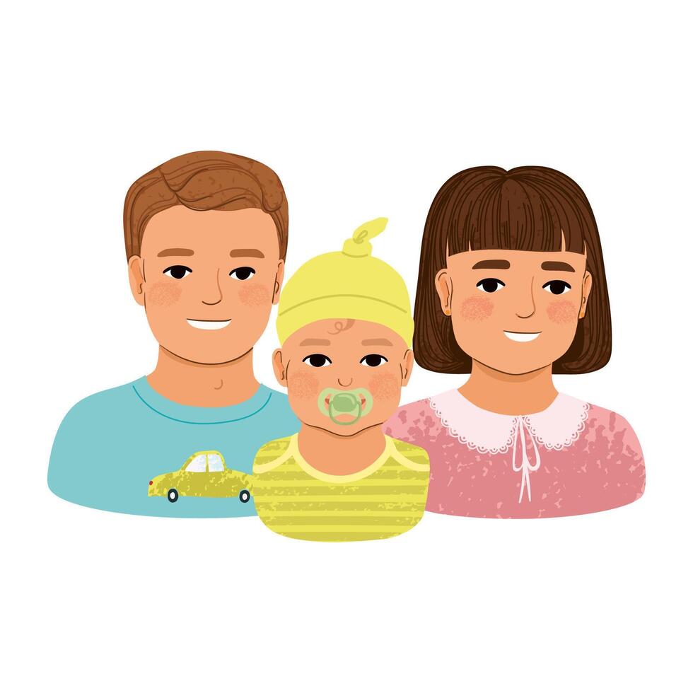 Colorful Illustration Portrait of Children Isolated on White Background vector