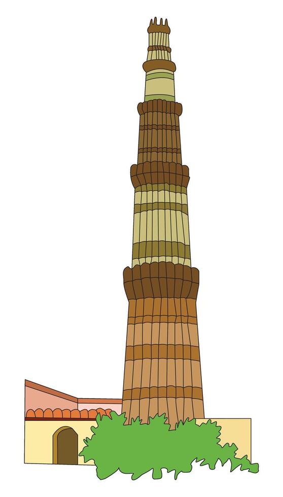 Cute qutab minar cartoon vecto vector