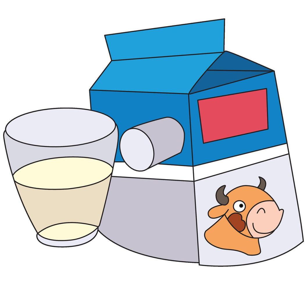 A pack of milk and a glass of milk vector