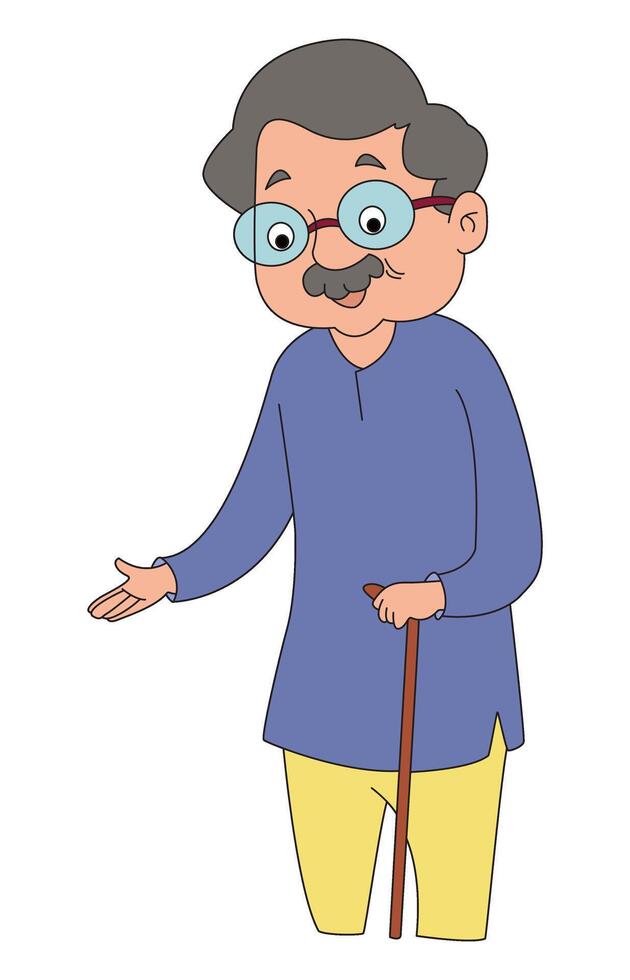 Old man walking isolated on a white background vector