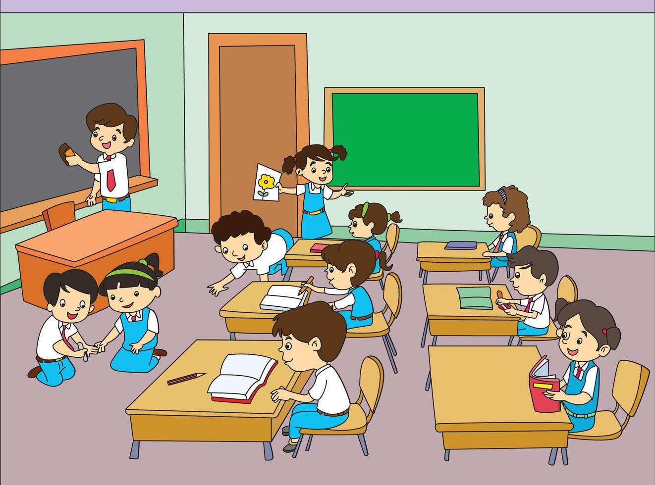 Students in the classroom cartoon vector