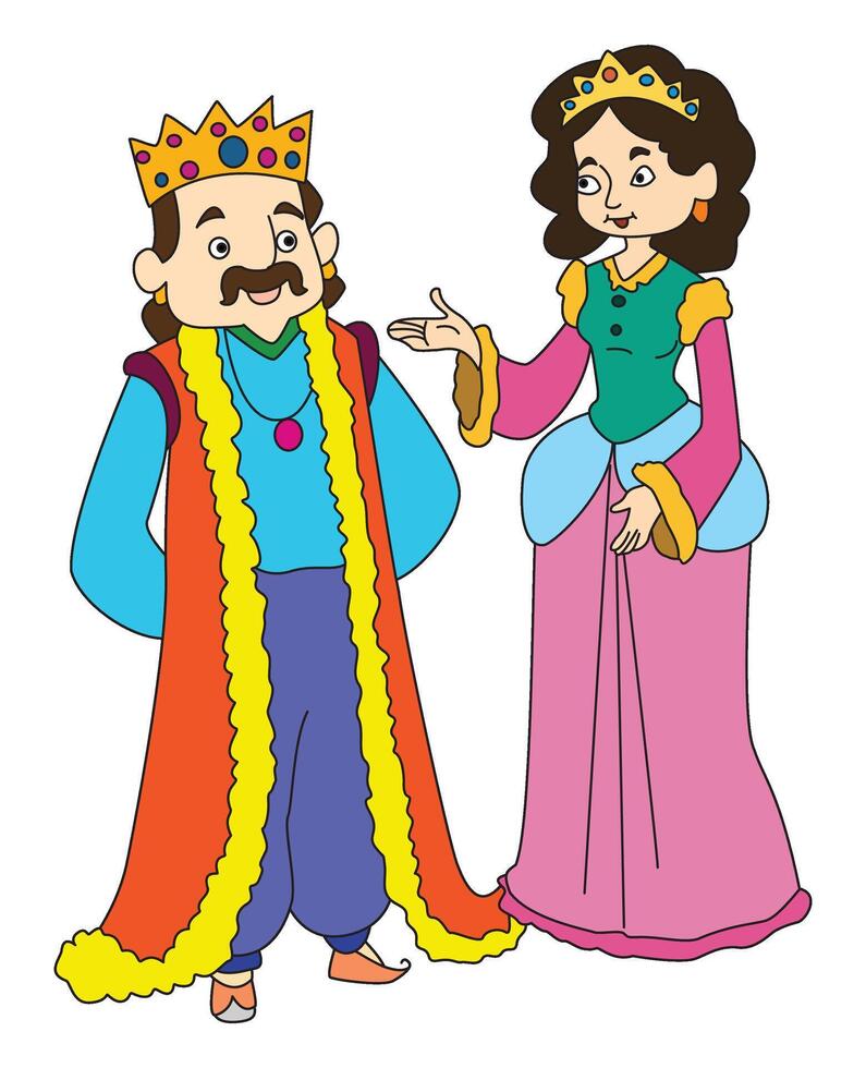 Cute King and Queen cartoon vecto vector