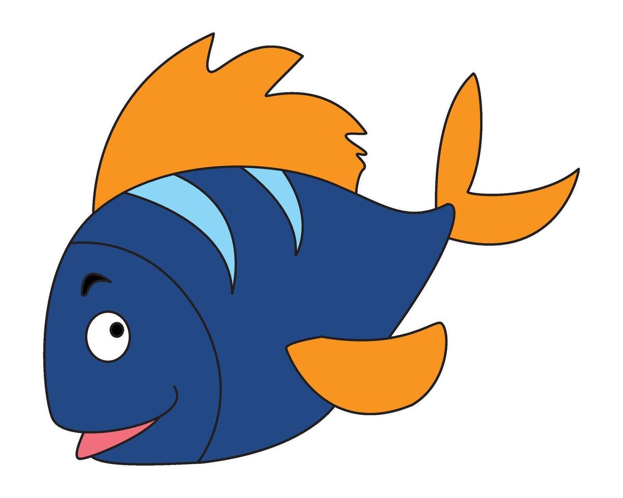 A dark color fish cartoon vecto vector