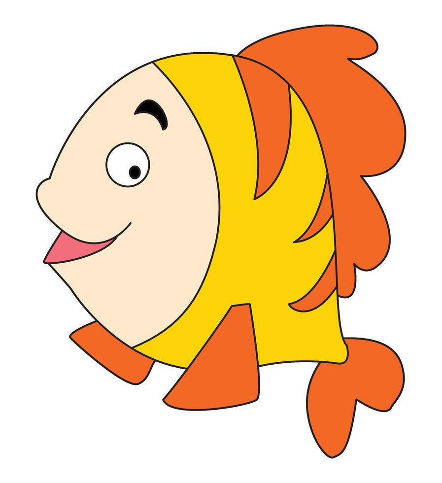 Cute happy goldfish Cartoon Illustration vector