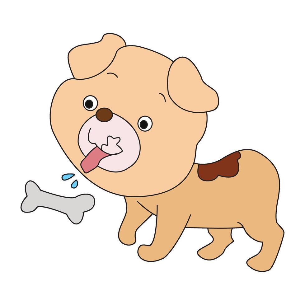 Dog with food isolated on a white background vector