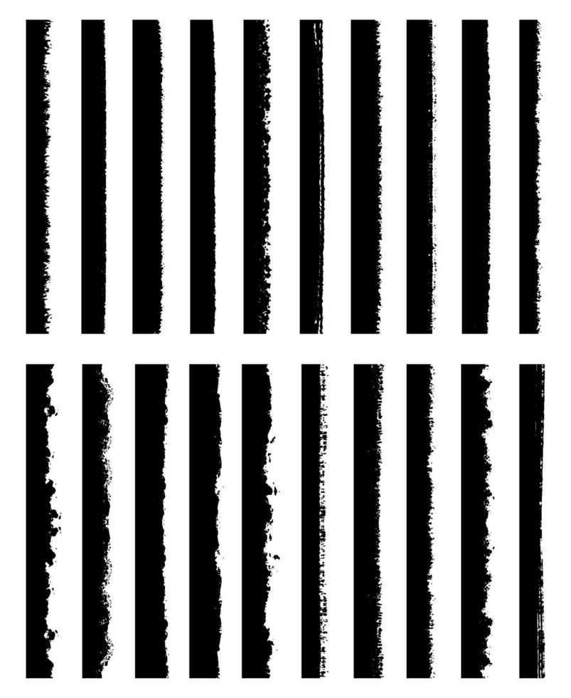 Grunge edges frame brush stroke border set vector