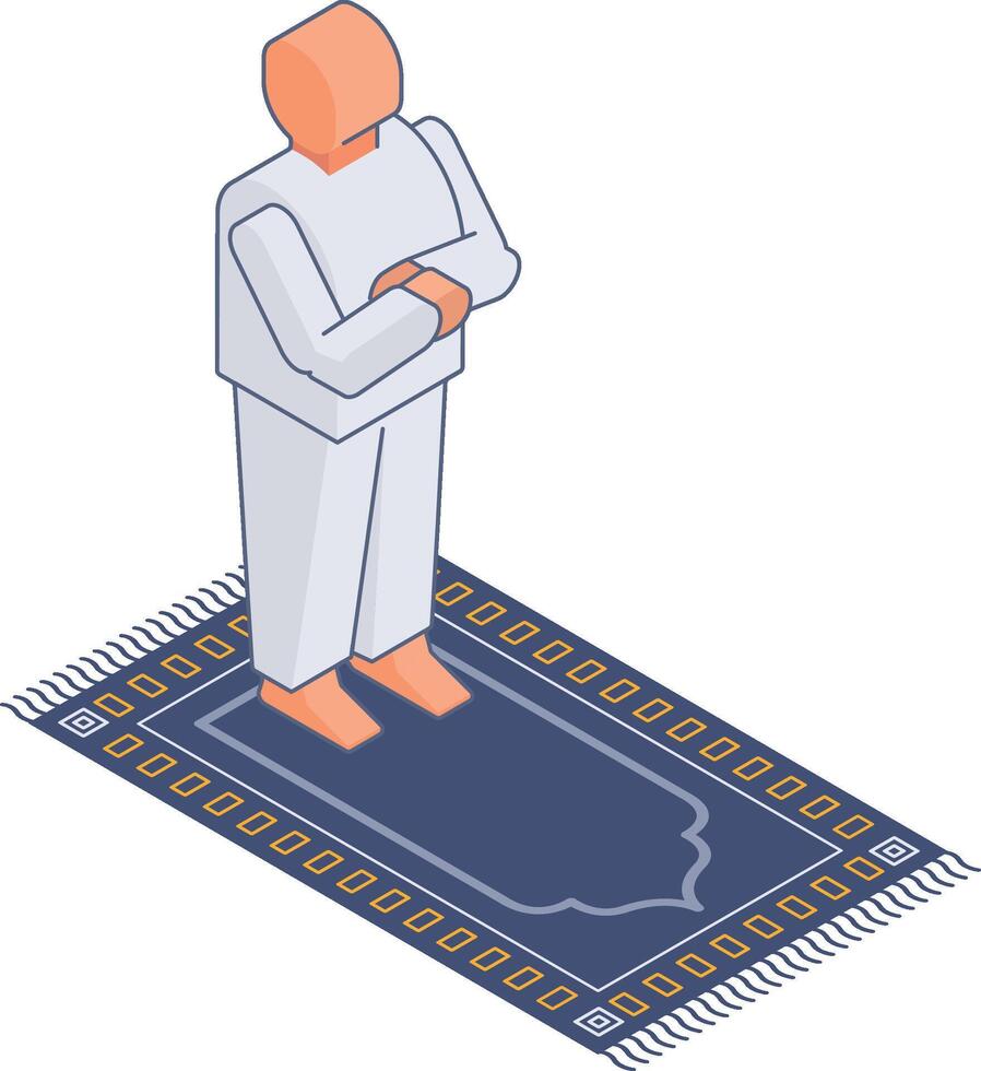 Islamic Isometric Icons salah praying vector