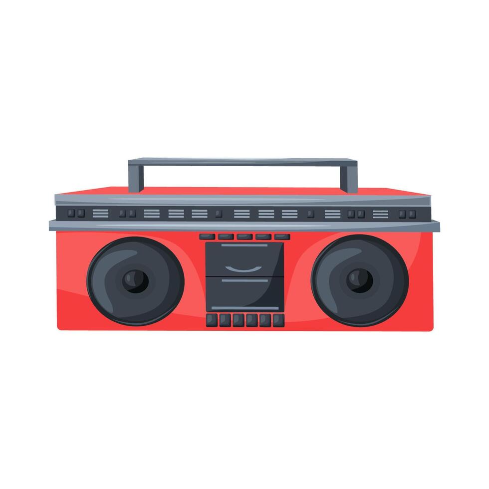 Cassette music recorder from the 1980s-1990s. Retro audio player. The 80s. The 90s. 90s aesthetic. Hand drawn illustration. Isolated on the white background vector