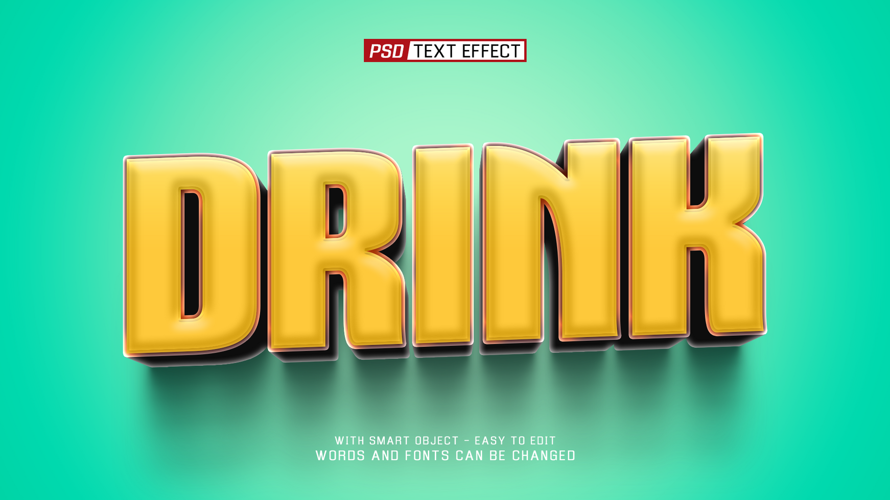 drink 3d text effect psd