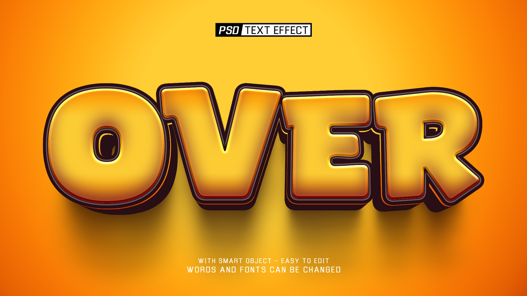 over 3d text effect psd