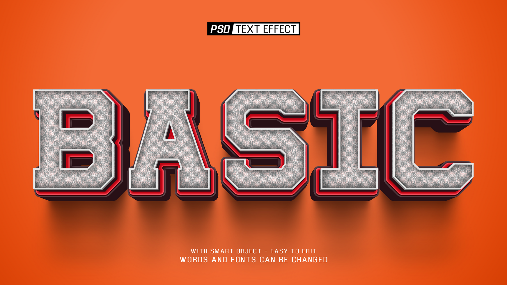 basic 3d text effect psd
