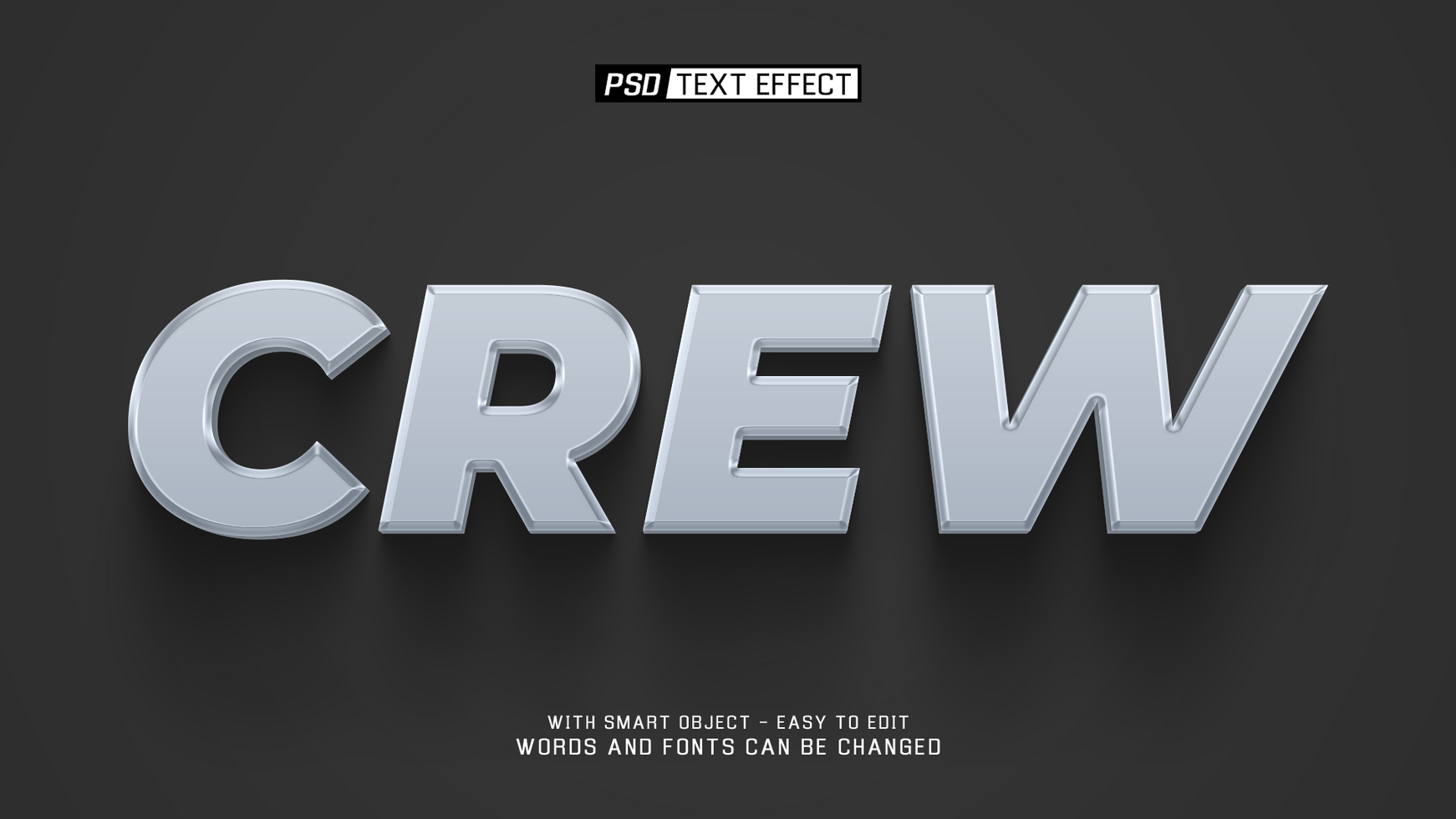 crew 3d text effect psd