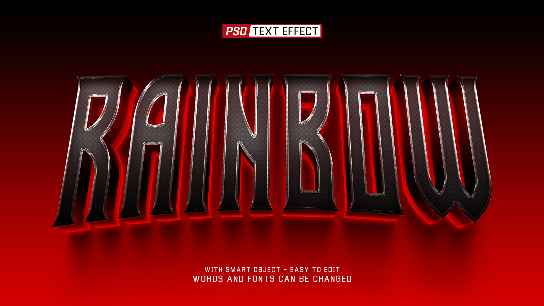 rainbow 3d text effect psd