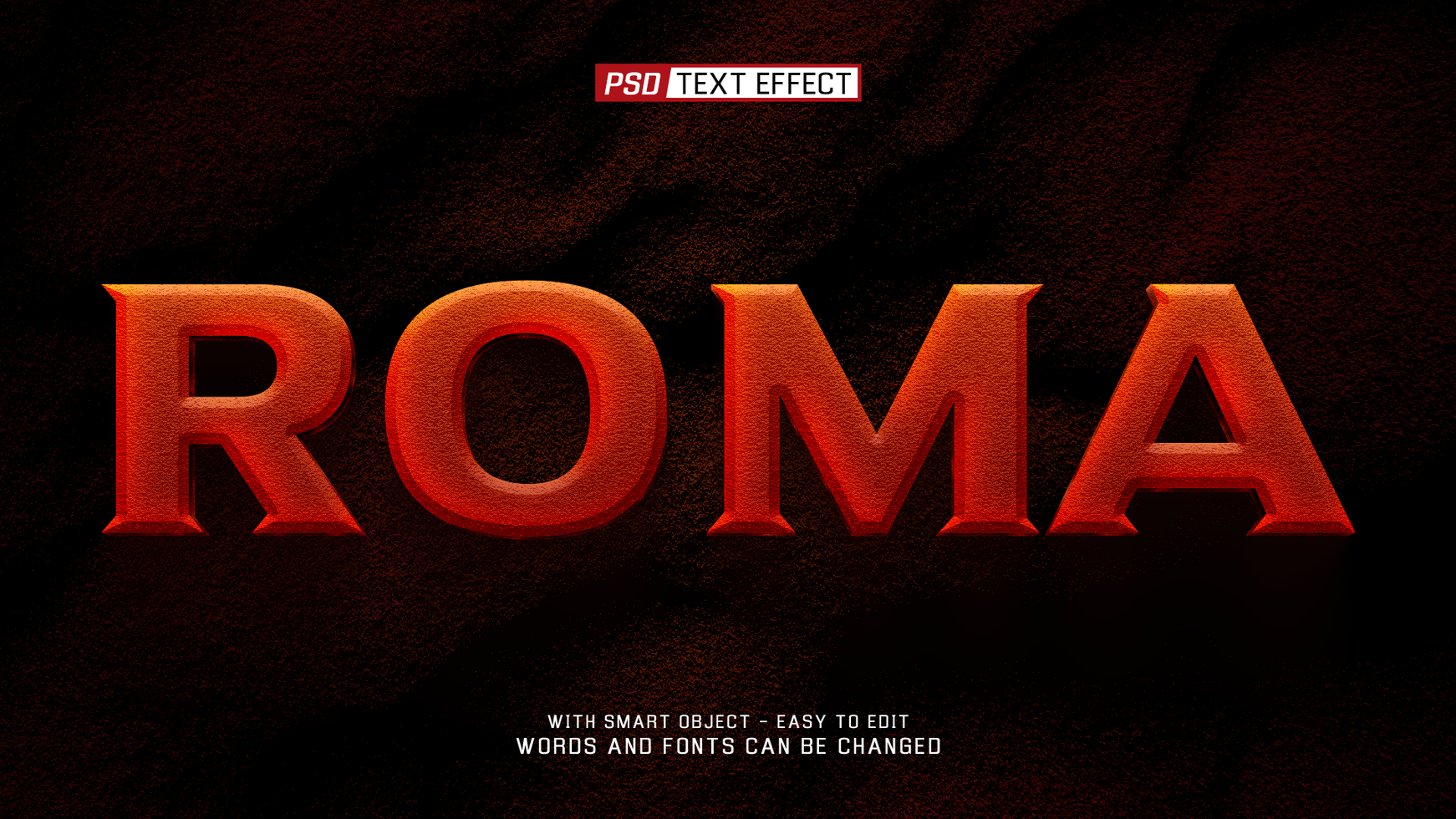 roma 3d text effect psd