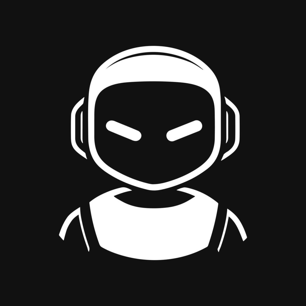 Angry robot icon. Black and white technology logo. Minimal logo design vector