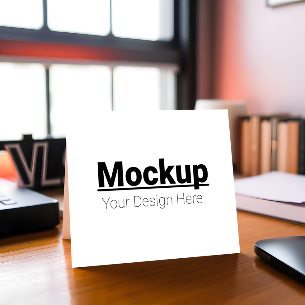 Greeting Card Mockup on Professional Desktop Perfect for Branding psd