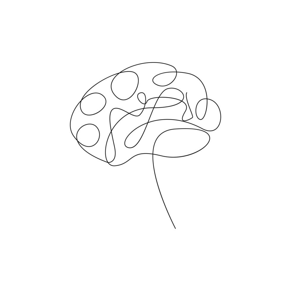 Human brain in one continuous line drawing anatomy concept vector