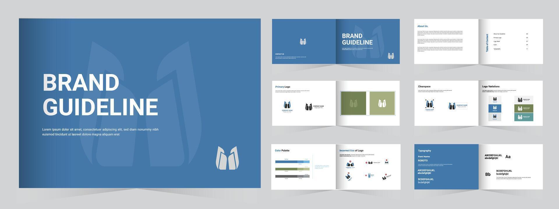 Brand Guidelines Template Landscape, Clean and modern Brand guideline vector