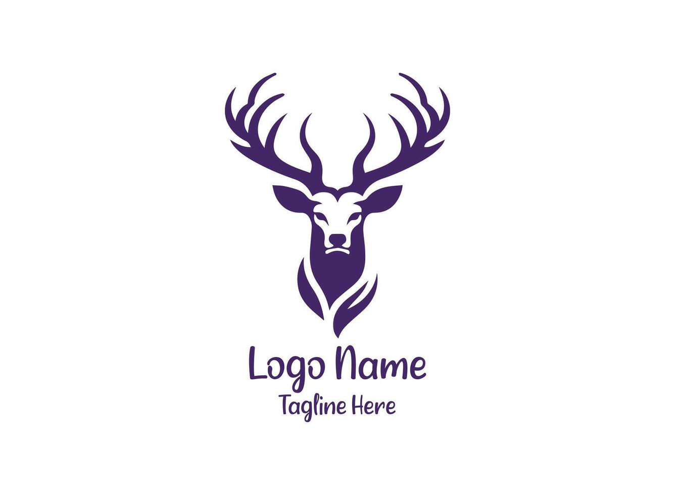 A deer head logo with purple color vector