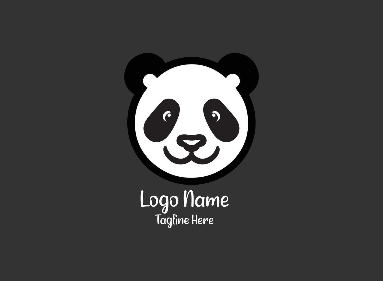 A panda bear logo design on a black background vector
