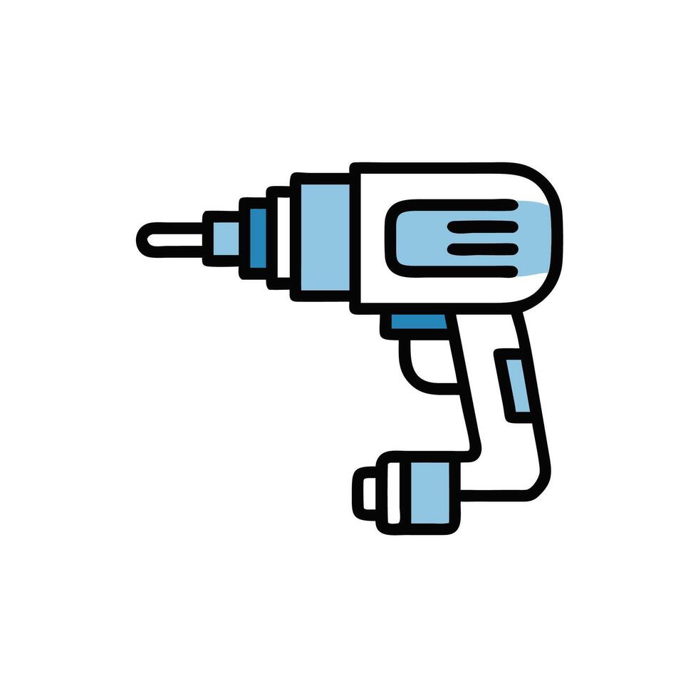 a blue and white drill icon on a white background vector
