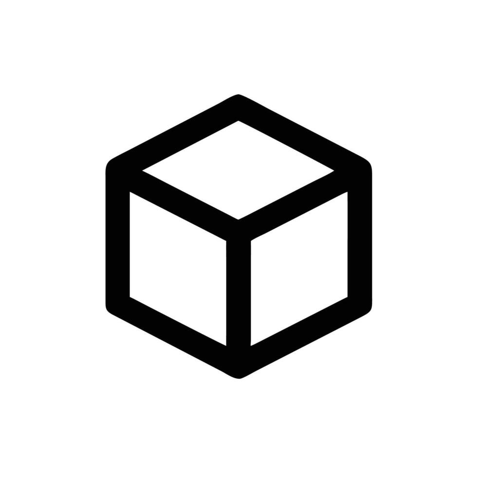 a black and white cube icon on a white background vector