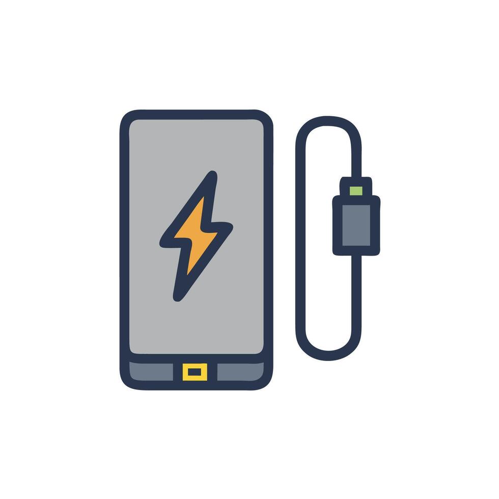 a phone with a lightning bolt on it vector