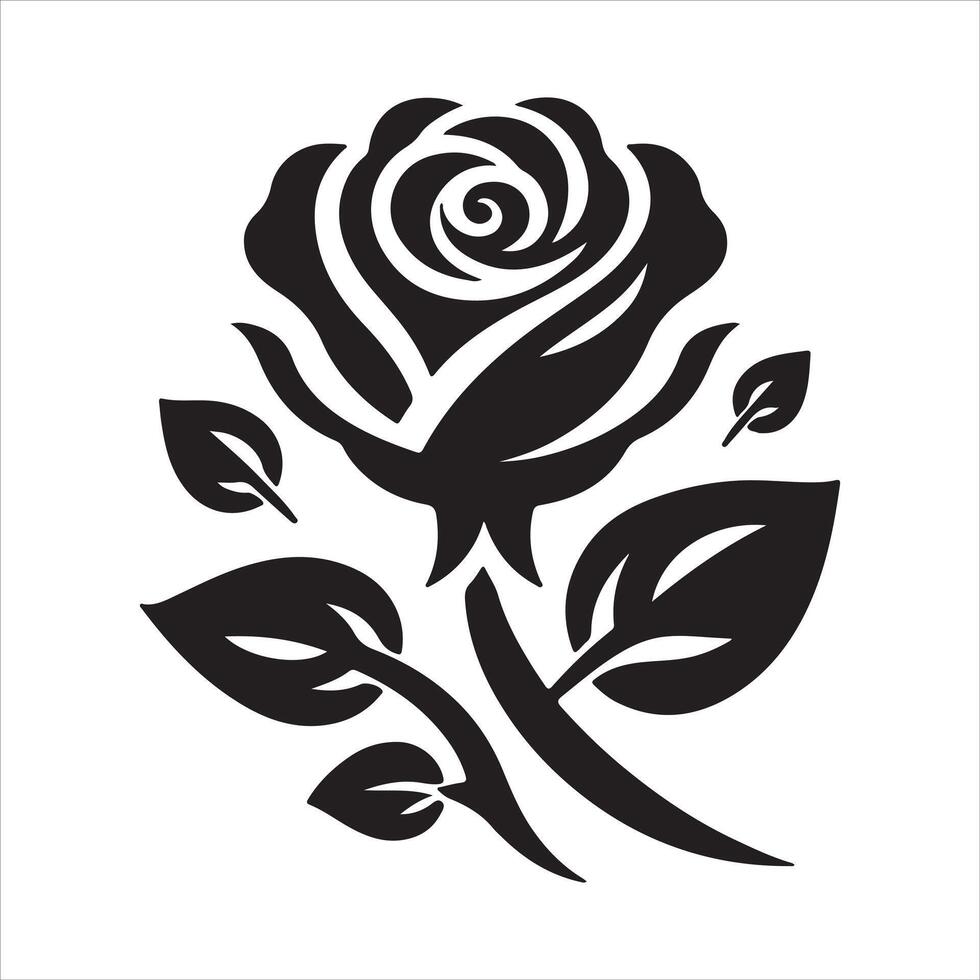 Elegant Rose Emblem with Calm Elegance An elegant and calm depiction of a rose, the Elegant Black Rose vector