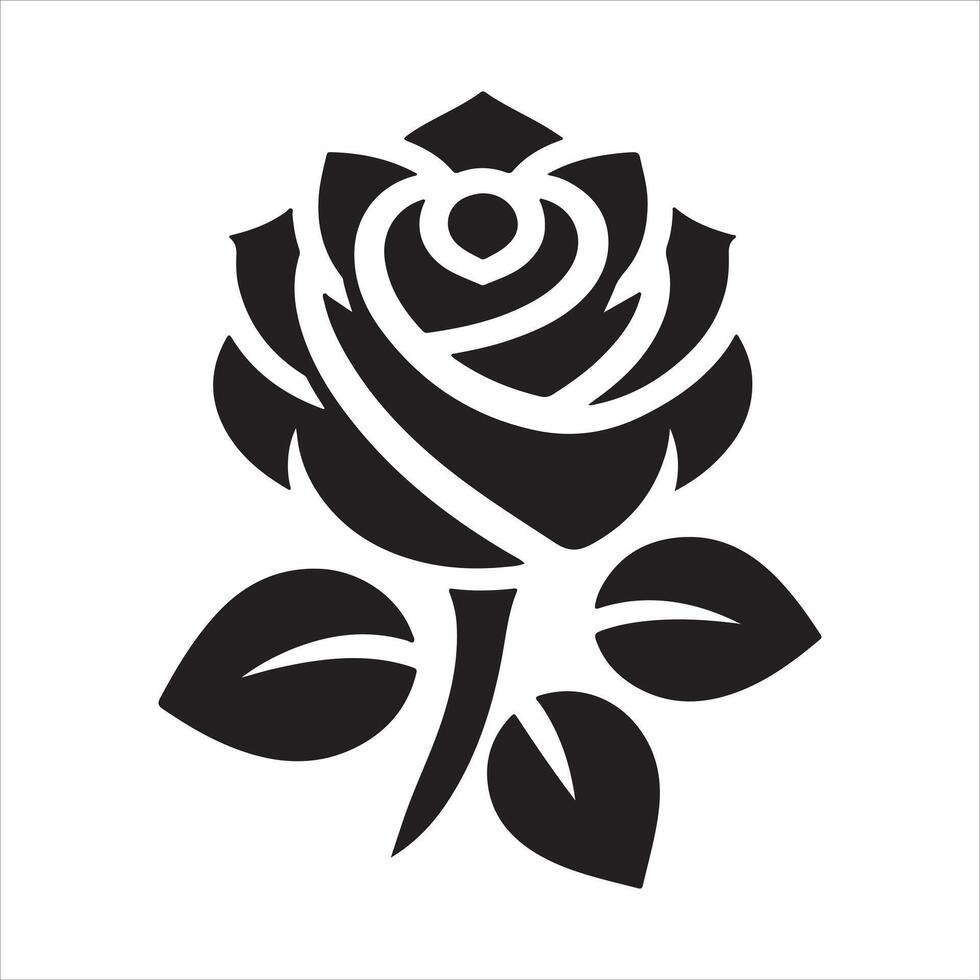 Illustration of a Black and White Rose vector