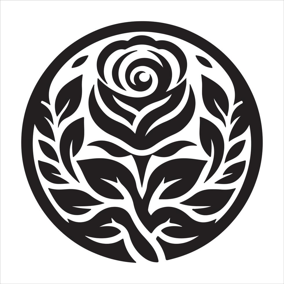 Simple and Clean Logo Design with a Minimalist Rose Silhouette vector