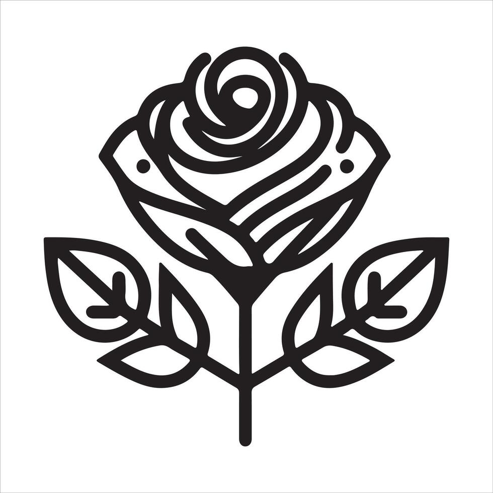Graphic silhouettes of a rose emblem set on a white background vector