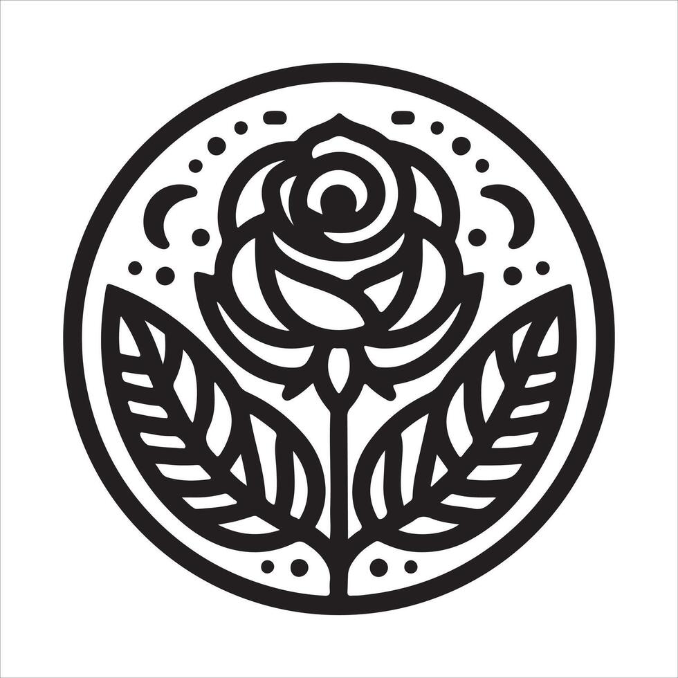 Black and white graphic image of a flower vector