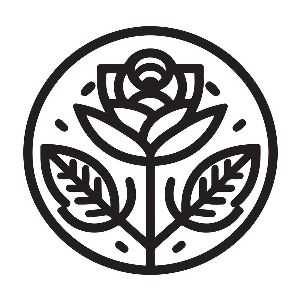 Graphic Rose Silhouette Icon in Black on a White Background vector