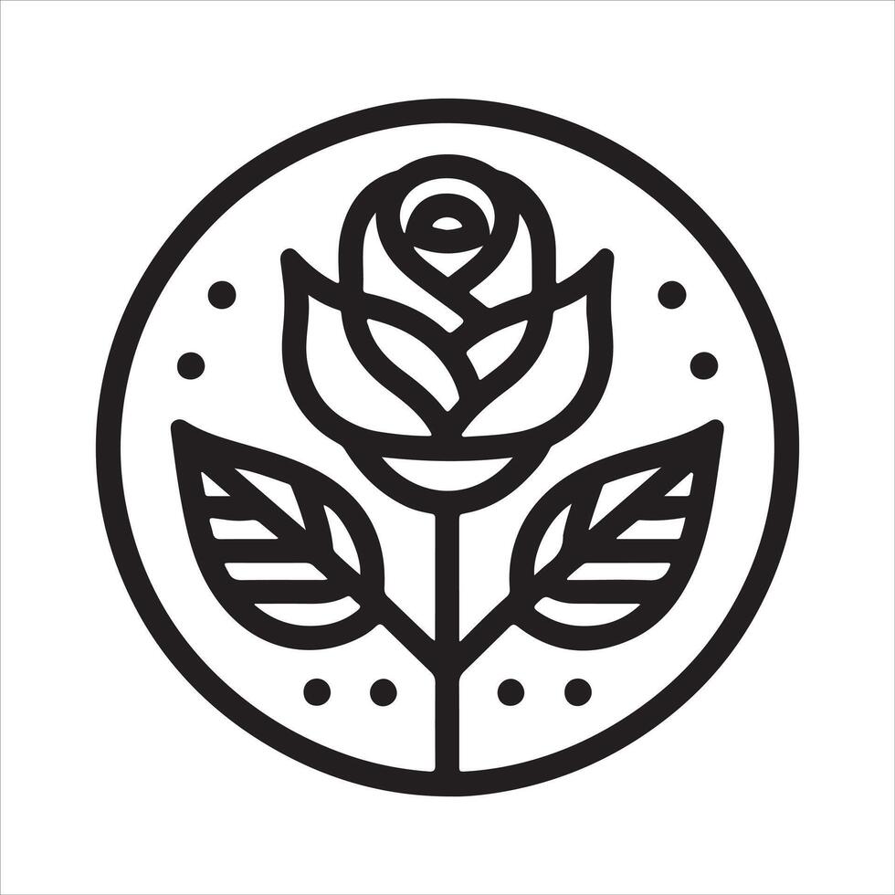 An illustration of a rose with a spiral in the center in black and white vector